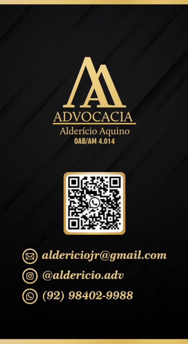 Identidade visual da Advocacia Alderício Aquino Júnior, em preto e dourado, OAB/AM 4.014.